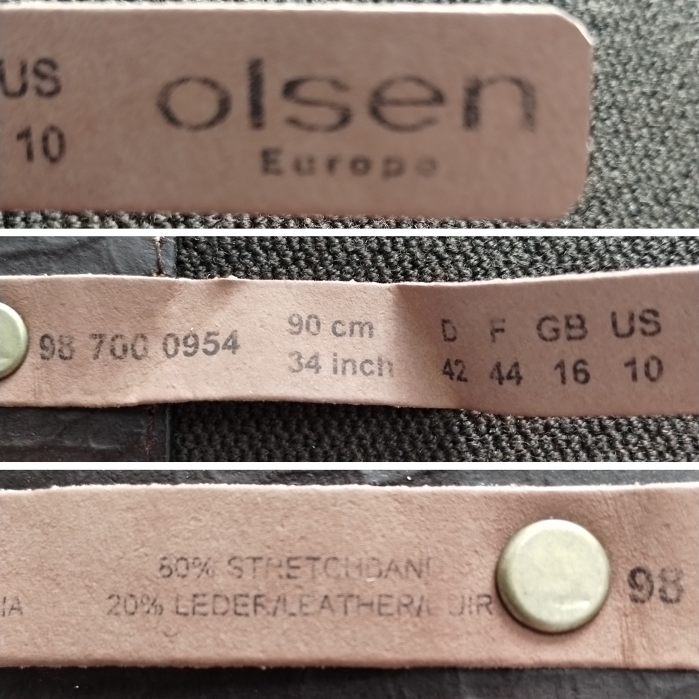Olsen Europe Wide Stretch Belt Snakeskin Embossed Leather Wood Ring US 10 - Picture 6 of 6